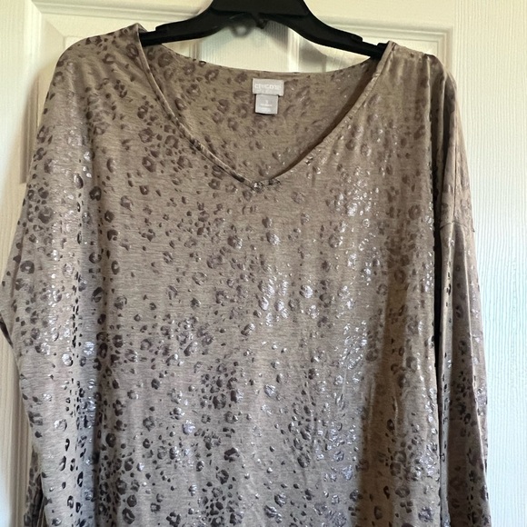 Chico's size 3 XL/16 brown and leopard print stretch fashion comfy tan chic - Picture 1 of 11